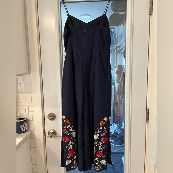 Club Monaco navy blue jumpsuit with embroidery detail. - Picture 3 of 3